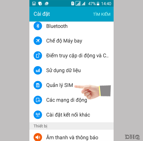 Chọn quản lý Sim